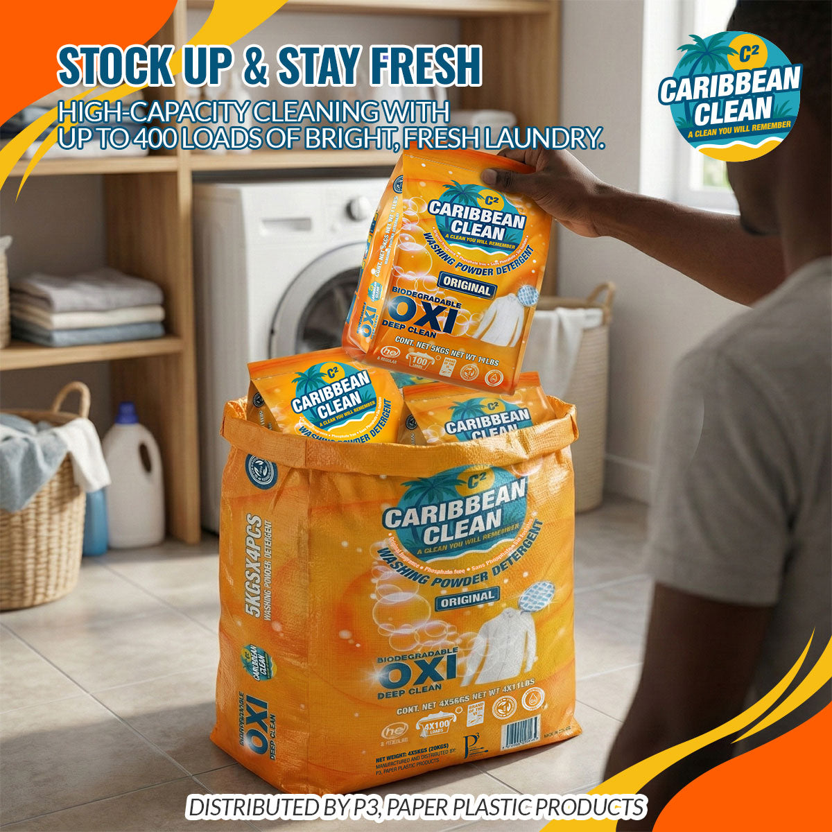 Washing Powder Detergent Lemon Caribbean Clean 5kgs. 4/1 | CCP10009 | CCWP5KG4