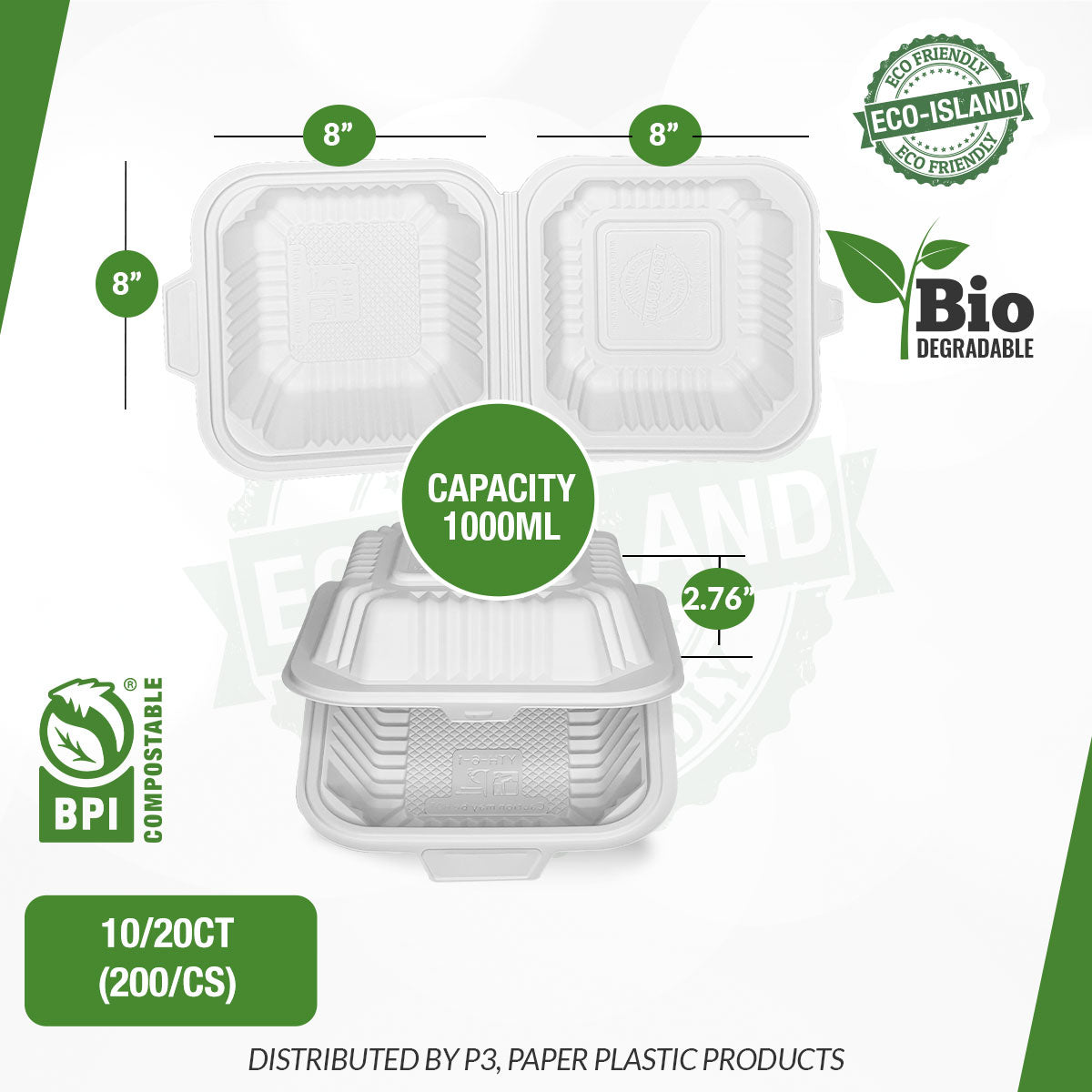 8x8 Eco-Island 3Div. Trays 10/20