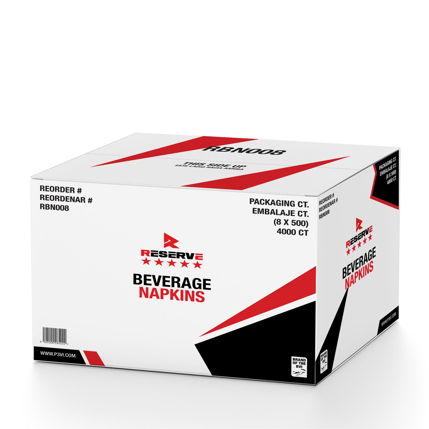 Beverage Napkins Wht 1Ply Reserve 8/500 PNB10005 [RBN81P]