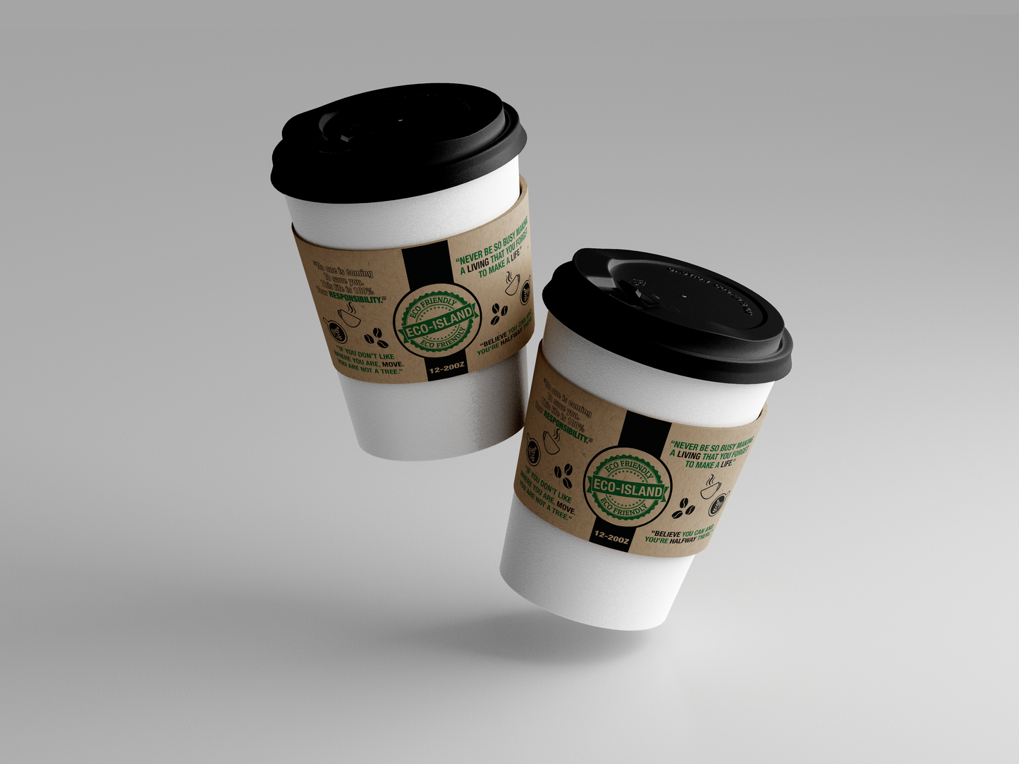 Coffee Sleeves 12-20oz Bwn Eco-Island 40/50