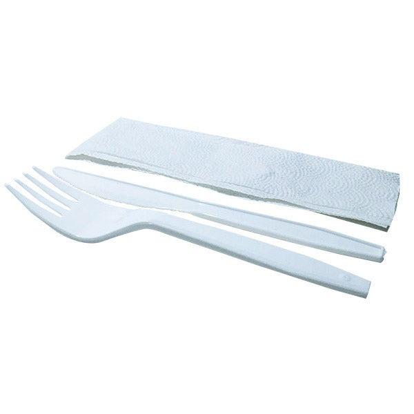 Wrapped HYP Med PP Combo Wht (Fork, Knife & Napkin) 5/100 CW10011