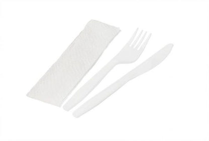 Wrapped HYP Med PP Combo Wht (Fork, Knife & Napkin) 5/100 CW10011