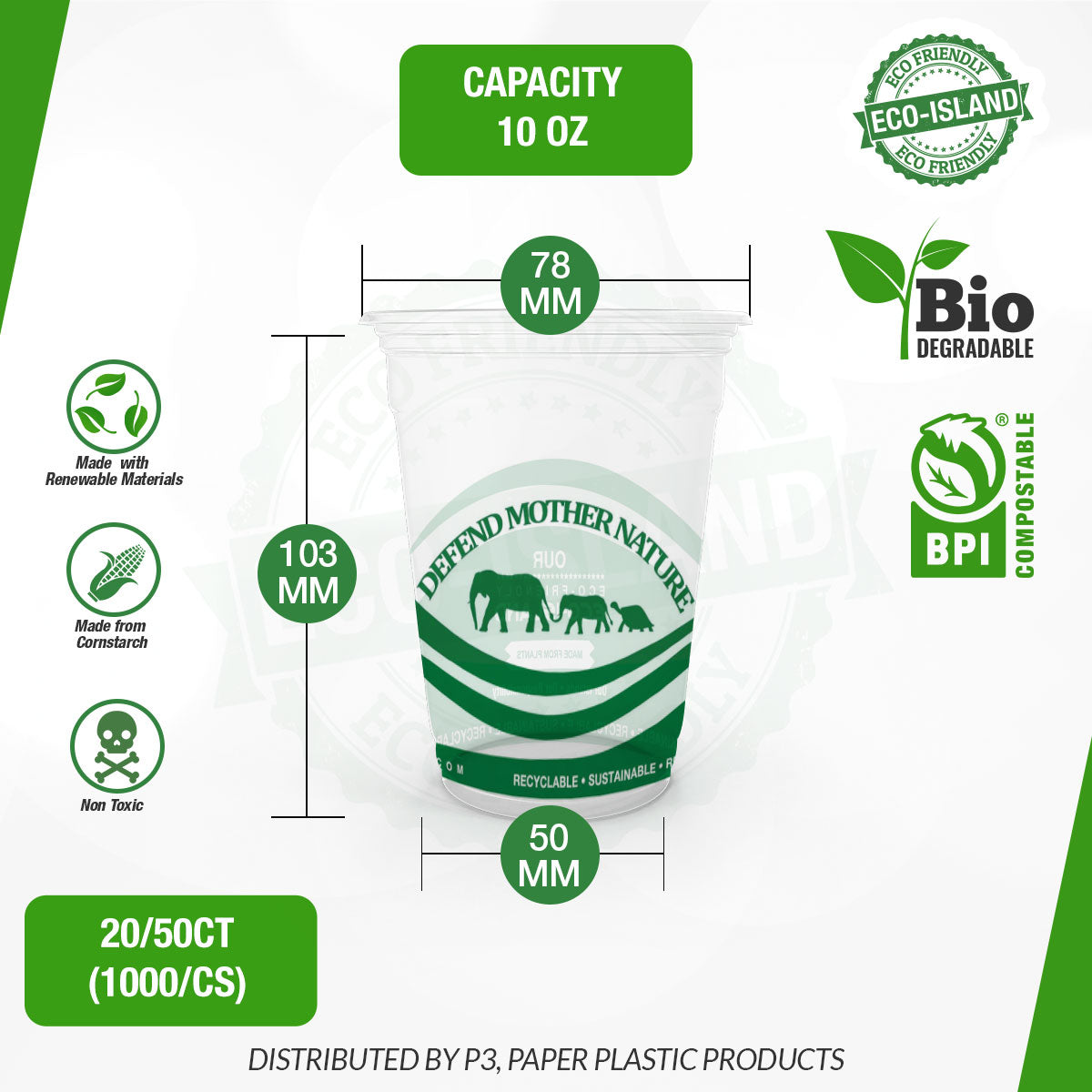10oz Eco-Island Cups DMN 20/50