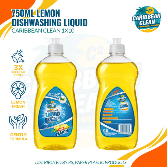Dishwashing Liquid Lemon Caribbean Clean 750ml 1/10 | DWL10024 | DWLLCC750