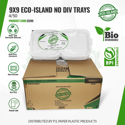 9x9 Eco-Island No Div Trays 4/50 - Secondary Image