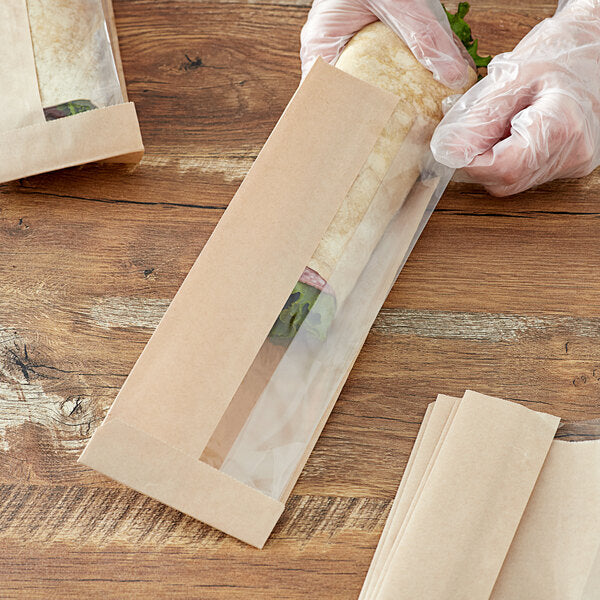 Sandwich Bakery Bag Kraft 3 1/2"x2 1/2"x10 3/4" Window 1/500