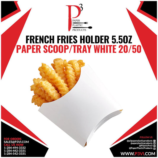 French Fries Paper Bag 5.5oz White Choice 20/50