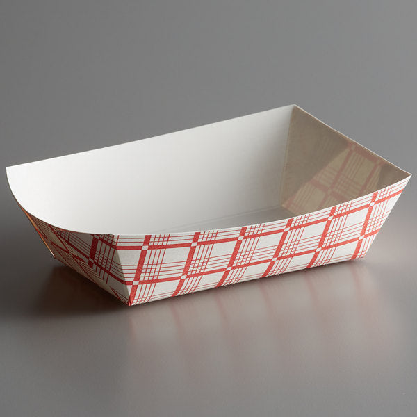 Paper Food Trays 2.5lb Red Checked 2/250