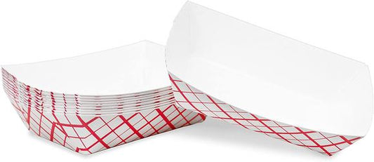 Paper Food Trays 5lb Red Checked 2/250