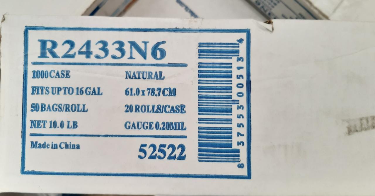 Garbage Bag 15gal Clear HI-D 1/100