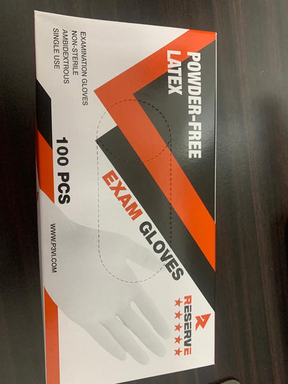Gloves Latex Powder-Free M White 4.7mil Reserve 10/100