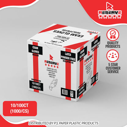 Gloves Latex Powder-Free M White 4.7mil Reserve 10/100