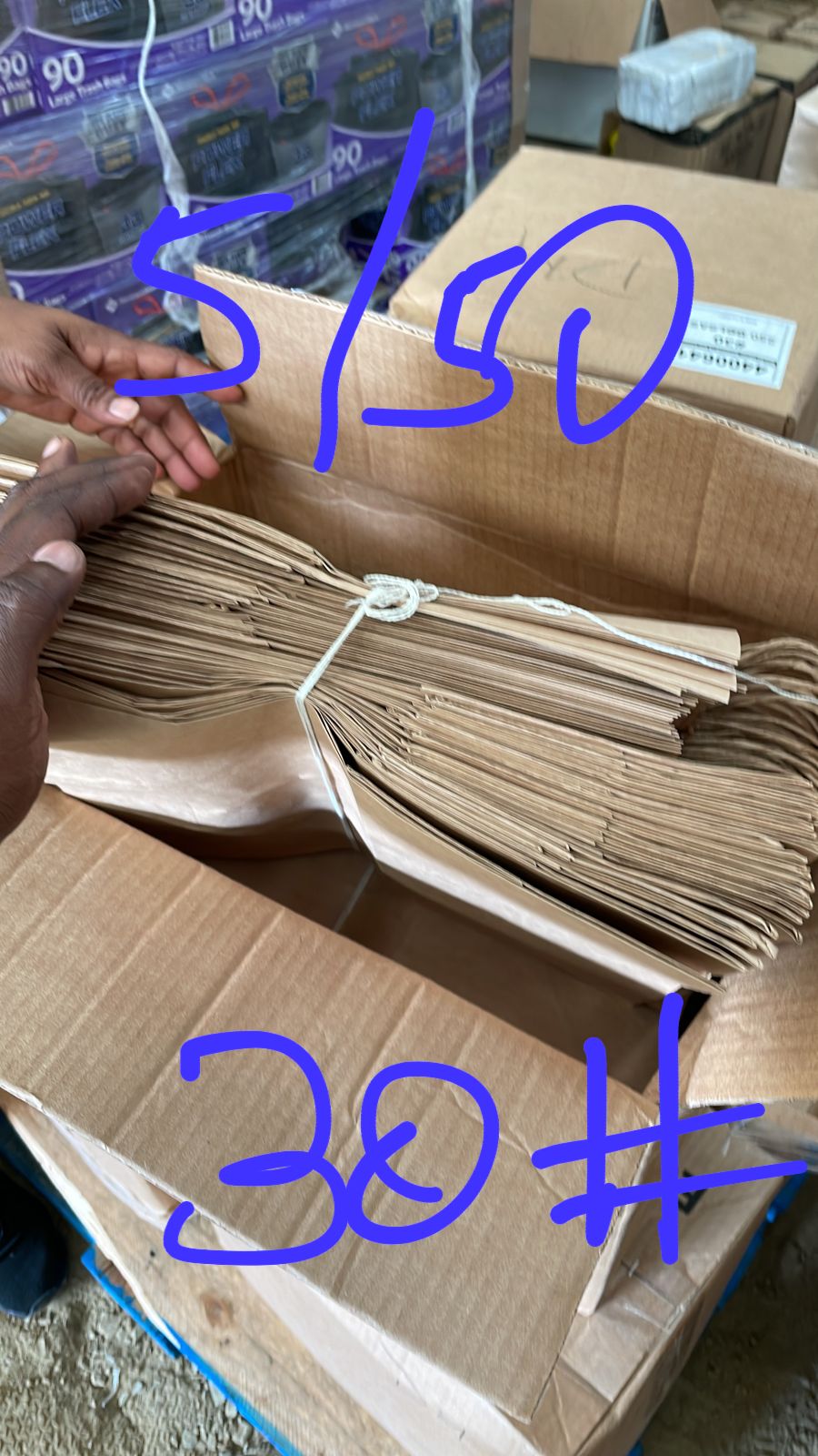 Handle Bags 30# Plain Brown 5/50