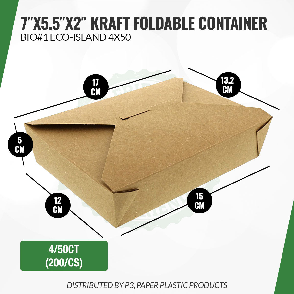 Kraft Food Box 7" x 5.5" x 2" Eco-Island 4/50 | FCBPEI10008 | EIKFC752