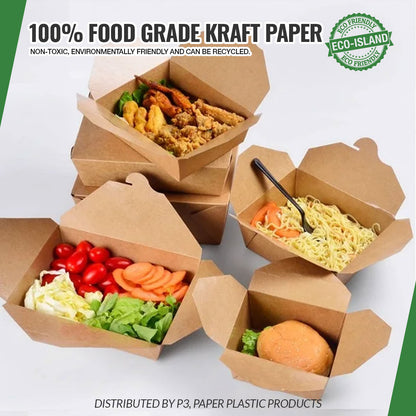 Kraft Food Box 7" x 5.5" x 2" Eco-Island 4/50 | FCBPEI10008 | EIKFC752
