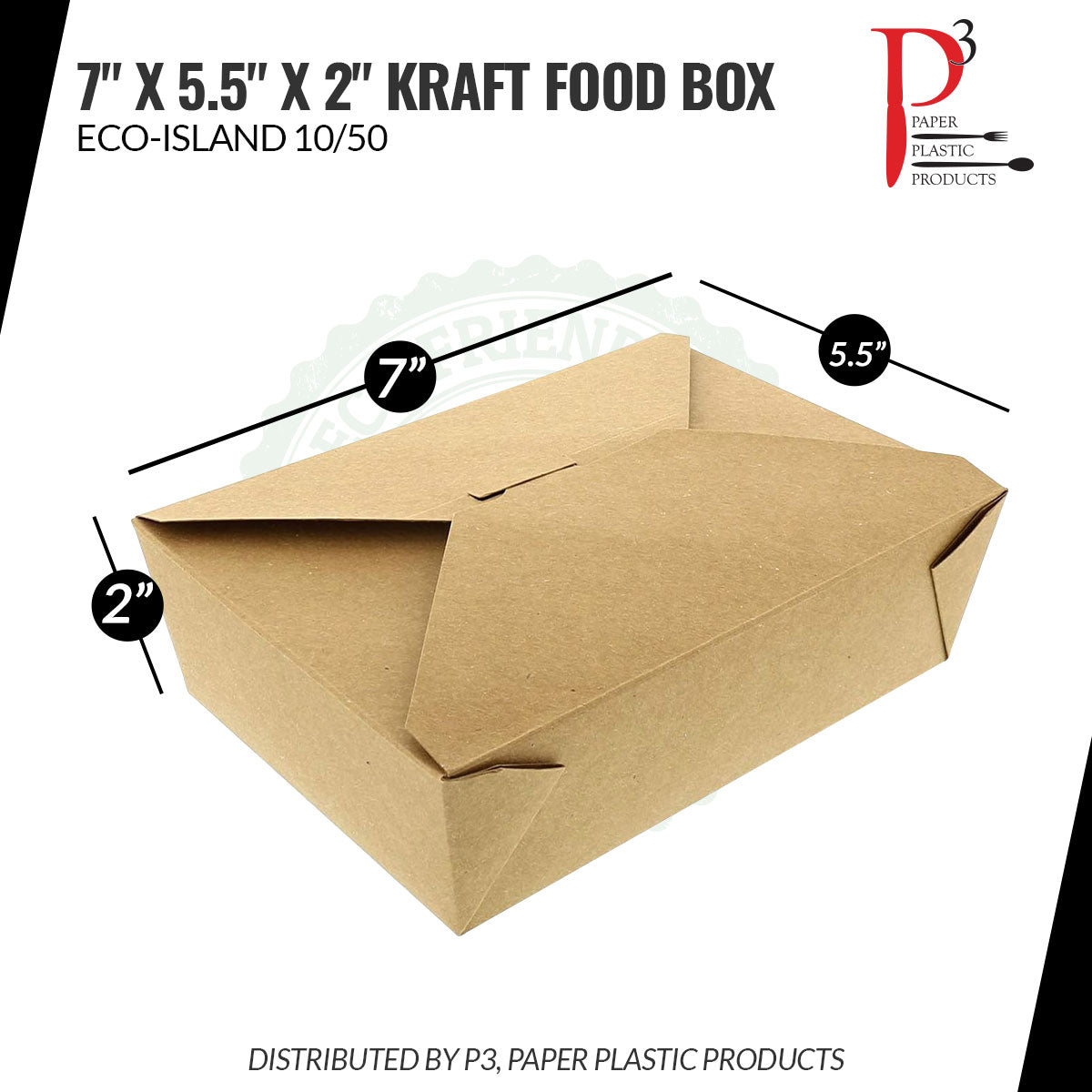 Kraft Food Box 7" x 5.5" x 2" Eco-Island 4/50