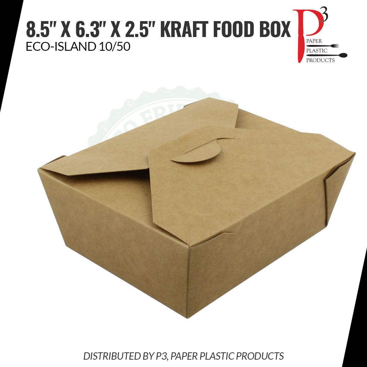 Kraft Food Box 8.5" x 6.3" x 2.5" Eco-Island 4/50