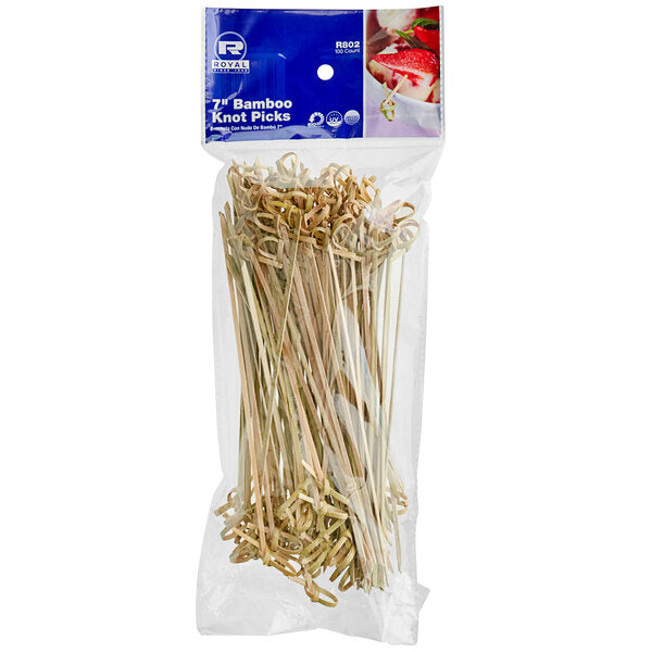 Bamboo 7" Knot Food Pick Royal Paper 10/100