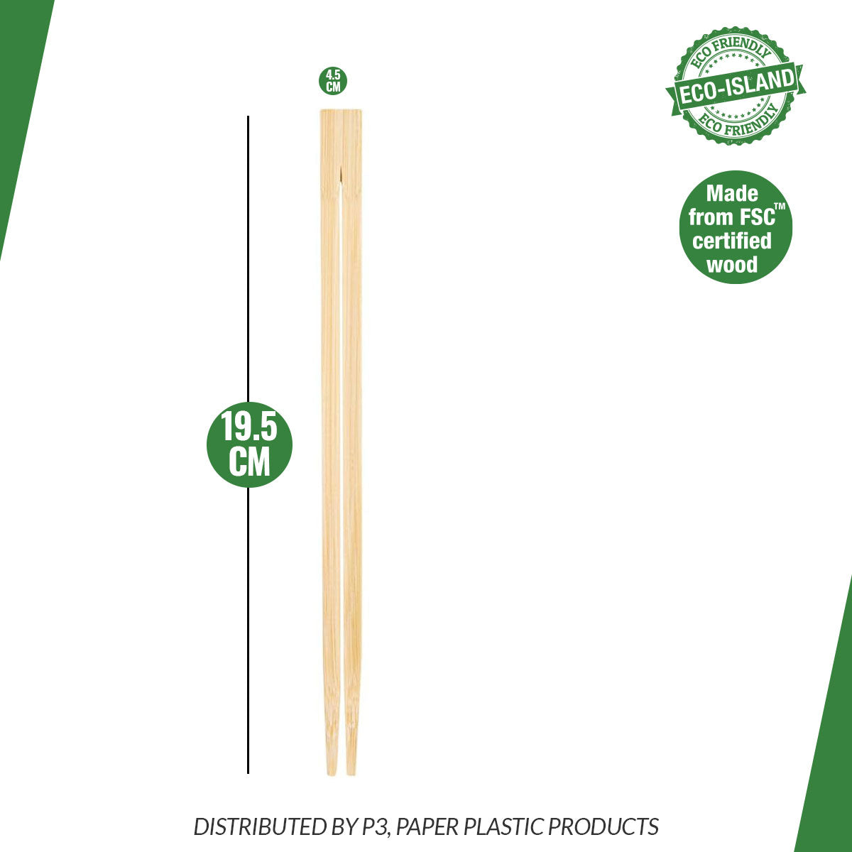 9" Chopstick Bamboo Plain Eco-Island 30/100