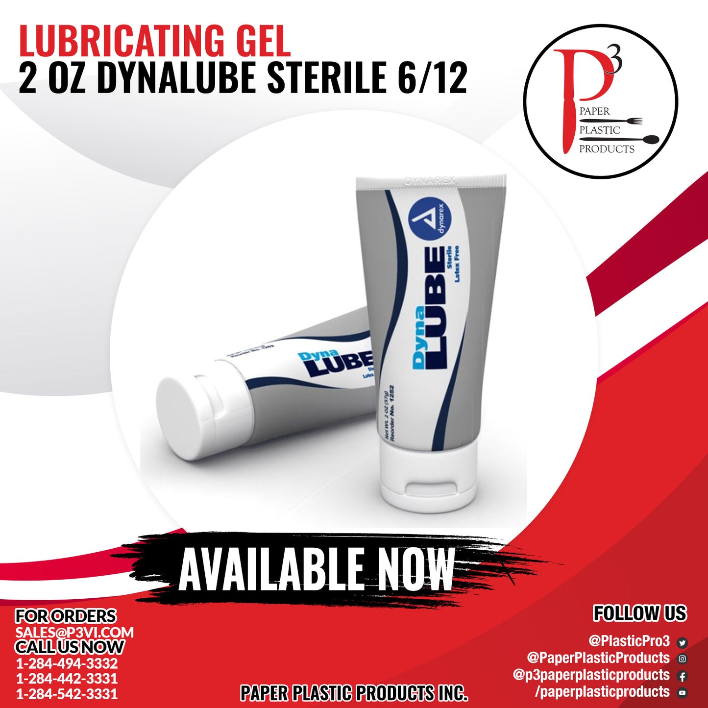 Lubricating Gel 2 oz DynaLube Sterile 6/12