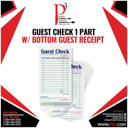 Guest Check 1 part G+W w/ Bottom Guest Receipt Choice 5/50
