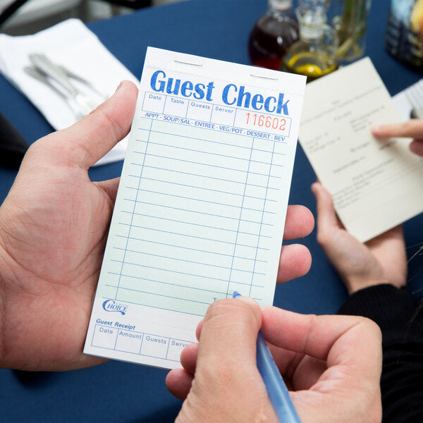 Guest Check 1 part G+W w/ Bottom Guest Receipt Choice 1/10