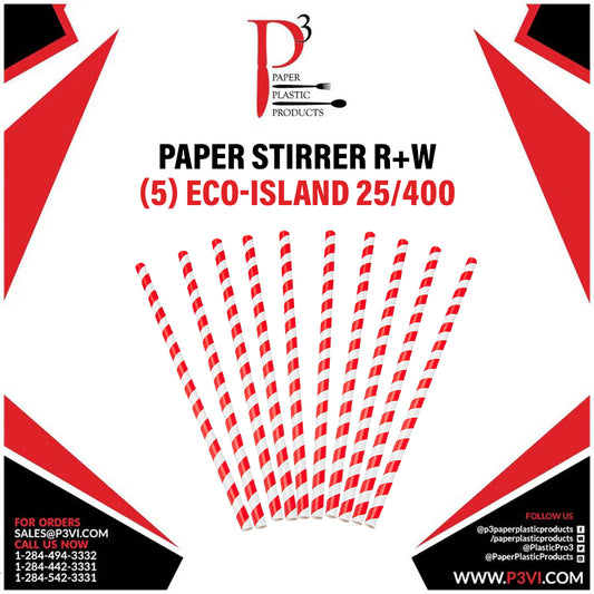 Paper Stirrer R+W (5') Eco-Island 25/400