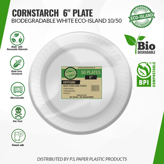 Eco-Island 10 packs by 50 Disposable Plates - 500/case