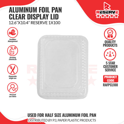 Aluminum Foil Pan Half Size Clear Display Lid Reserve 100/1 Food Service Disposables [RAFPCL100]