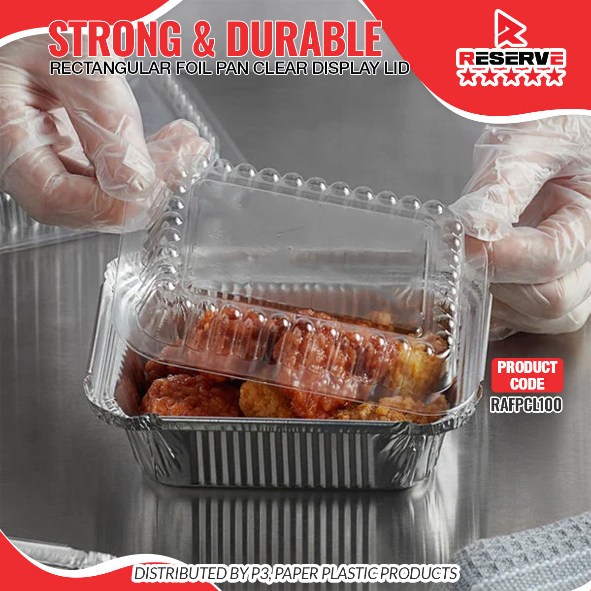 Aluminum Foil Pan Half Size Clear Display Lid Reserve 100/1 Food Service Disposables [RAFPCL100]