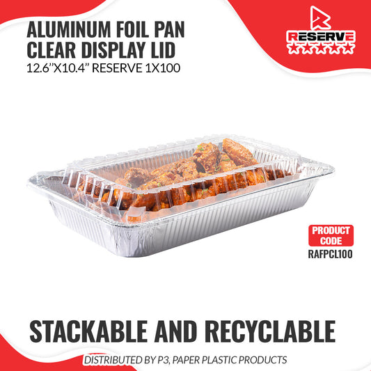 Aluminum Foil Pan Half Size Clear Display Lid Reserve 100/1 Food Service Disposables [RAFPCL100]