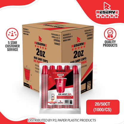 2oz Red Shot Cups Reserve 20/50 |  RSC1000  |  RRSC1000