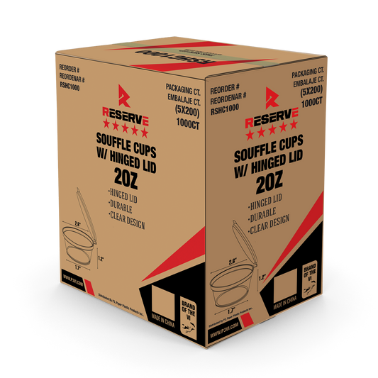 Souffle Cups with Hinged Lid 2oz Reserve 20 packs by 50 pcs [RSHC1000]