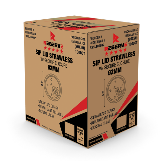 Sip Lid Strawless with Secure Closure 92mm Reserve 10 packs by 100 pcs [RSSL100092]