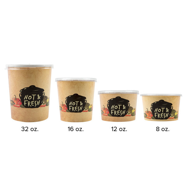 Soup Bowl Paper w/ plastic lids 32oz Choice 1/250