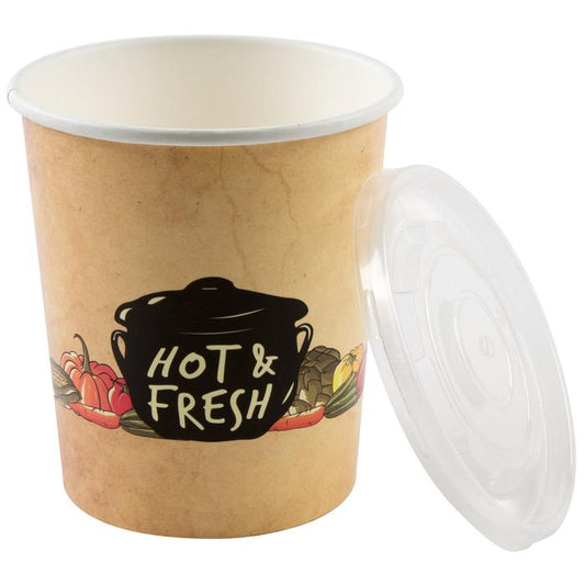 Soup Bowl Paper w/ plastic lids 32oz Choice 1/250
