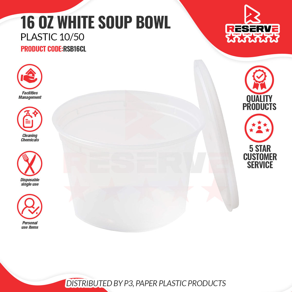 Soup Bowl P/Clr 16oz 10/50