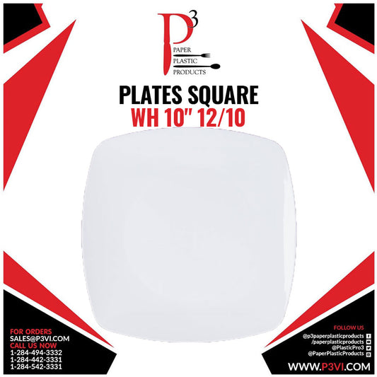 Plates Square WH 10" 12/10