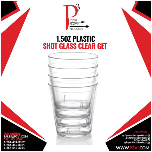 1.5oz Plastic Shot Glass Clear GET 24/1