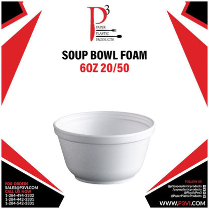 Soup Bowl Foam 6oz 20/50