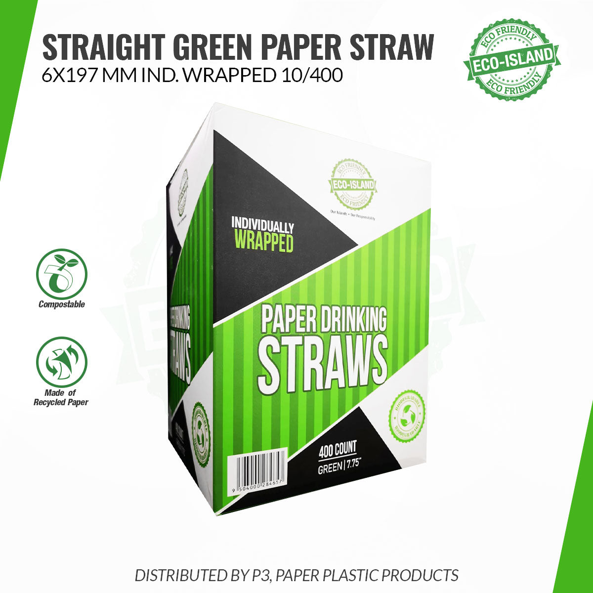 Paper Straw G+W (7.5") box Eco-Island 10/400