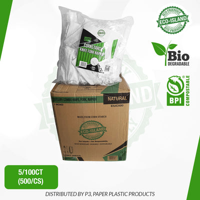 Wrapped Eco-Island Combo Knife, Fork & Napkin 5/100 | CWEC10000 | EIUC500 - Secondary Image