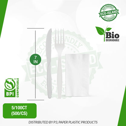 Wrapped Eco-Island Combo Knife, Fork & Napkin 5/100 | CWEC10000 | EIUC500