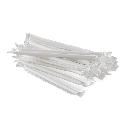 Straws-Wrapped Wht 7.5" T.E 24/500 |CW10006 |555050