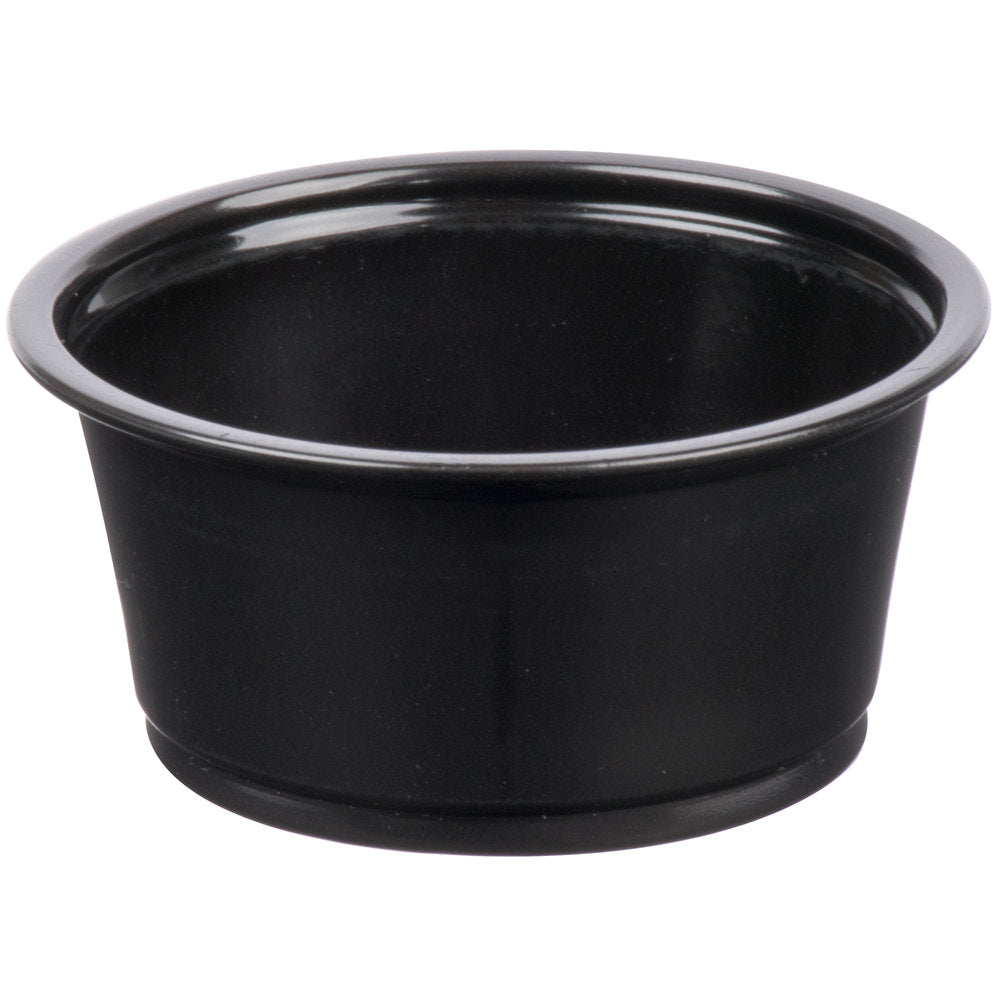 2oz BLK souffle Cup 25/100 - P3, Paper Plastic Products Inc.