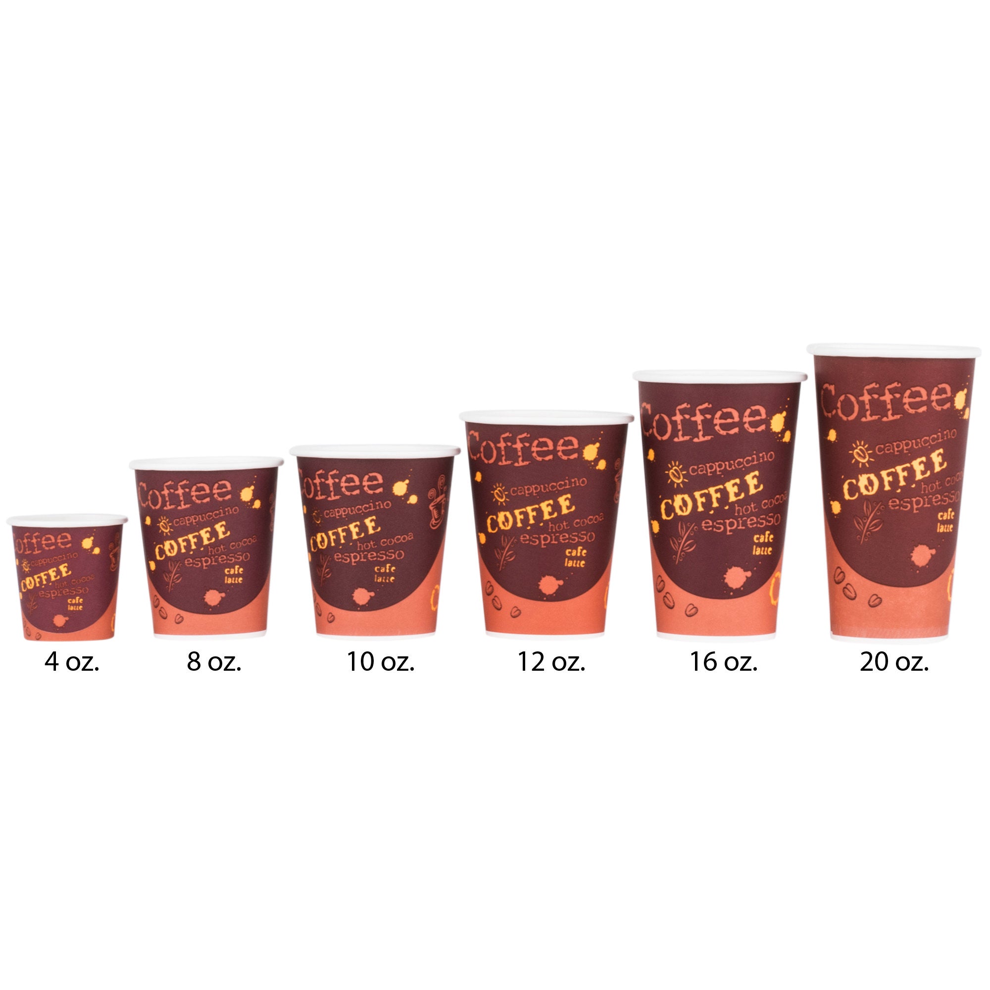 Choice 12oz Poly Paper Hot Cup with Coffee Design - 1000 / Case