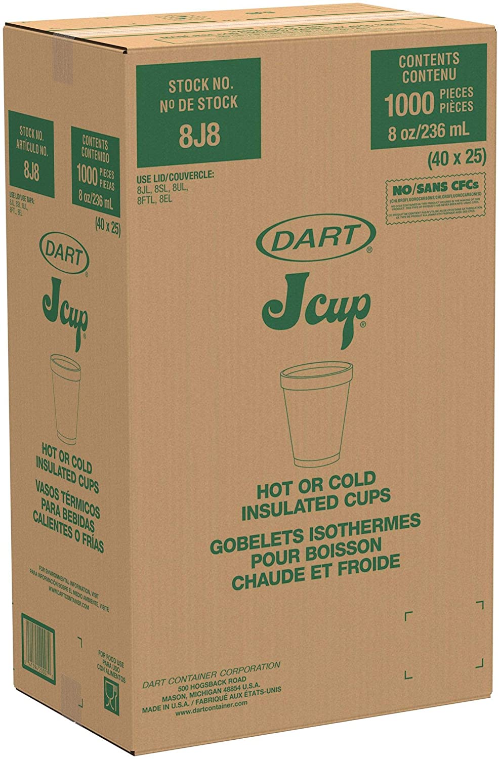 Foam Cup 8oz Dart 40/25