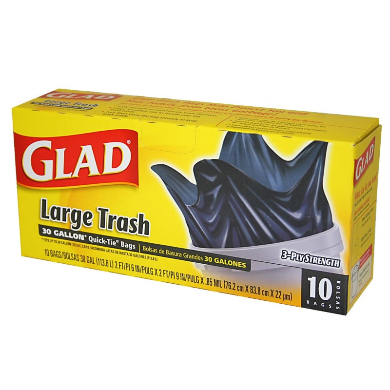 Glad Q/Tie LG TrashBag12/10 30G - P3, Paper Plastic Products Inc.