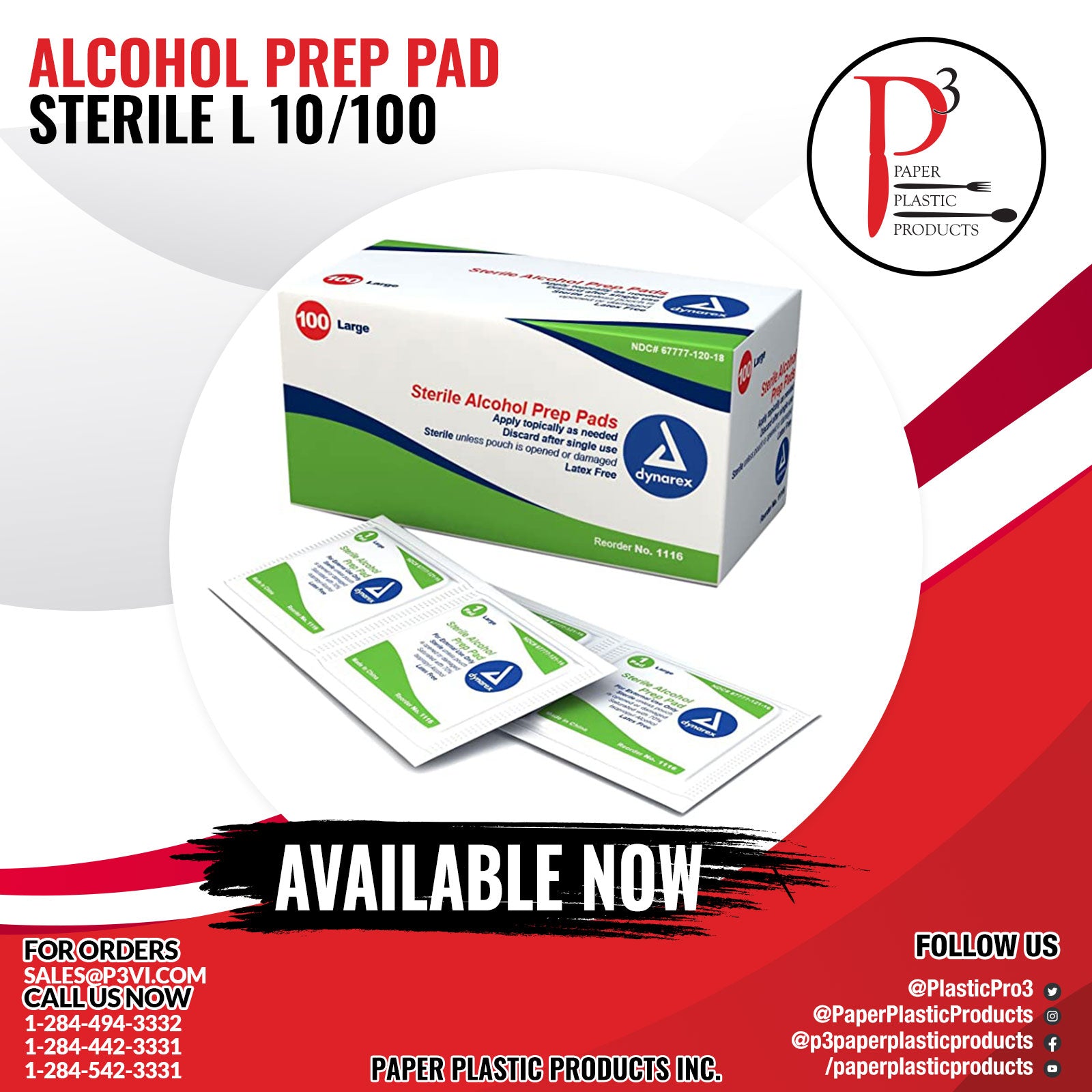 Alcohol Prep Pad Sterile L 10/100