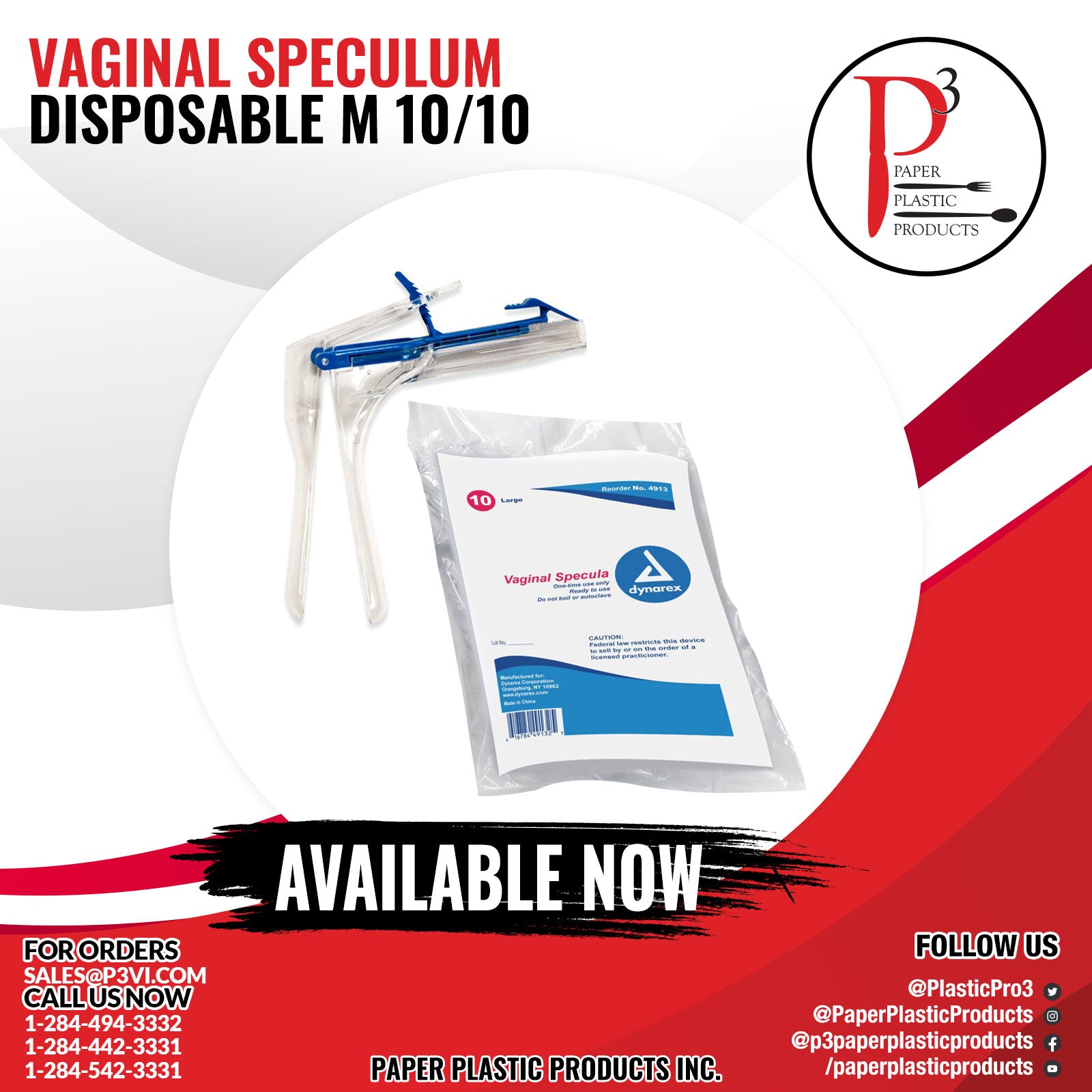 Vaginal Speculum Disposable M 1/10/10